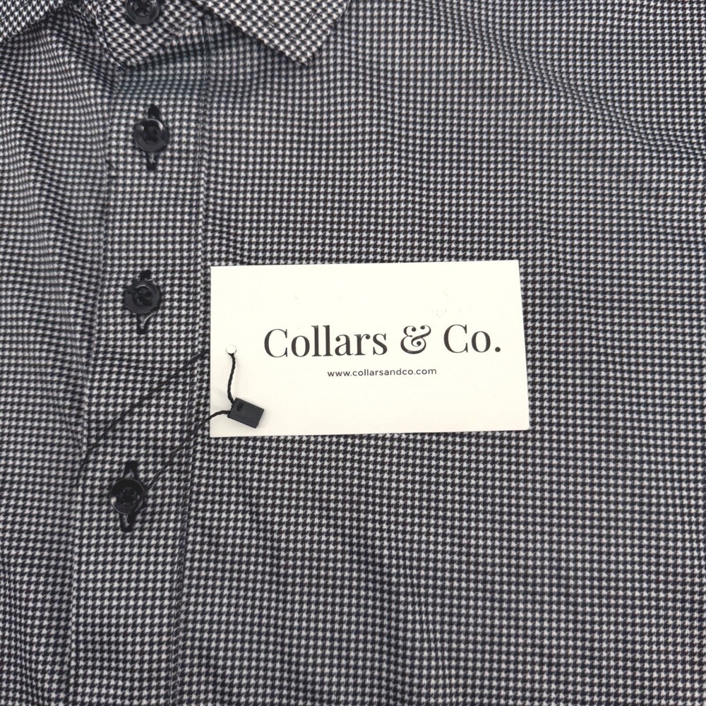 Collars & Co Polo Shirt Mens 3XL Black Houndstooth Dress Collar Short Sleeve NEW - Picture 5 of 12